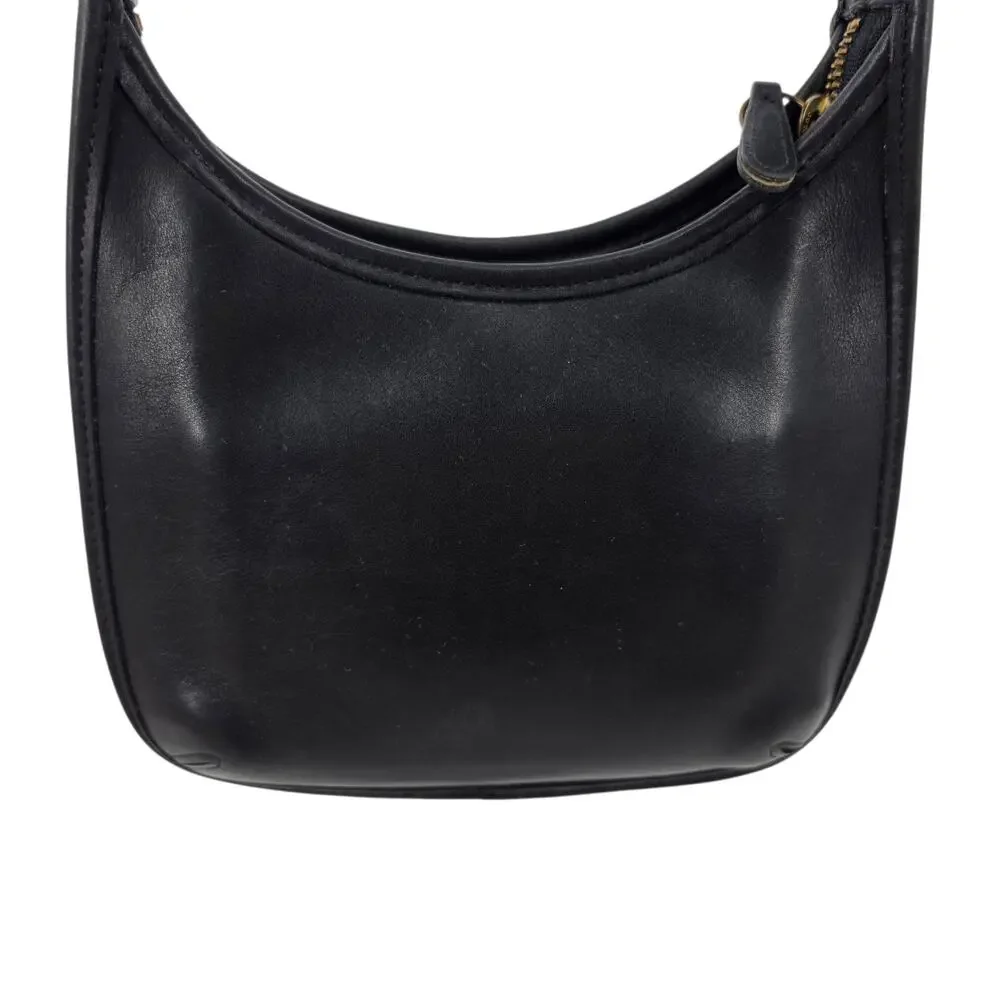 Vintage 1997 Coach Black Leather 9020 Ergo Mini Zip Shoulder Bag Made In USA